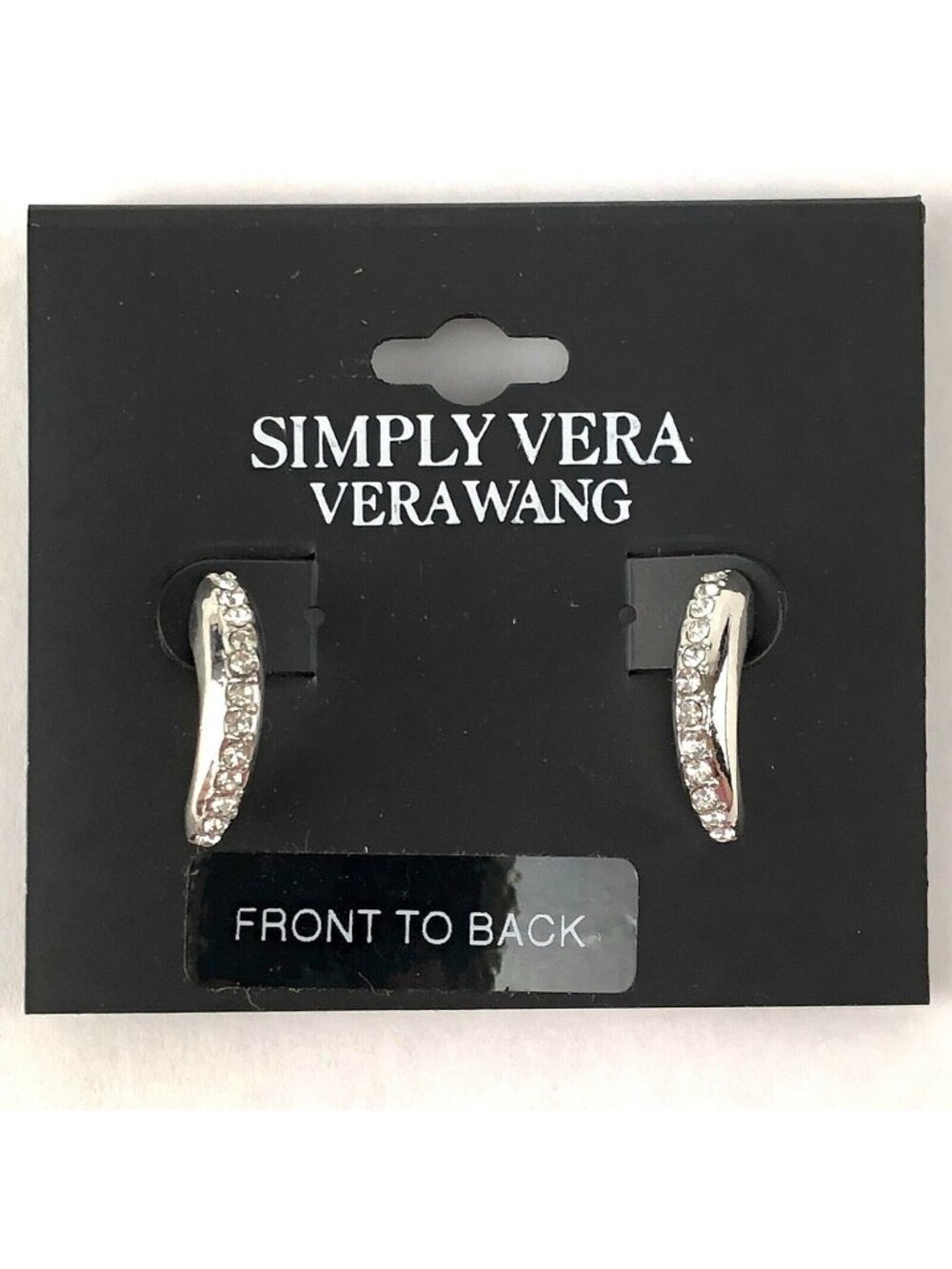 Simply Vera by Vera Wang Earrings Silver-tone Rhinestone Front to Backs
